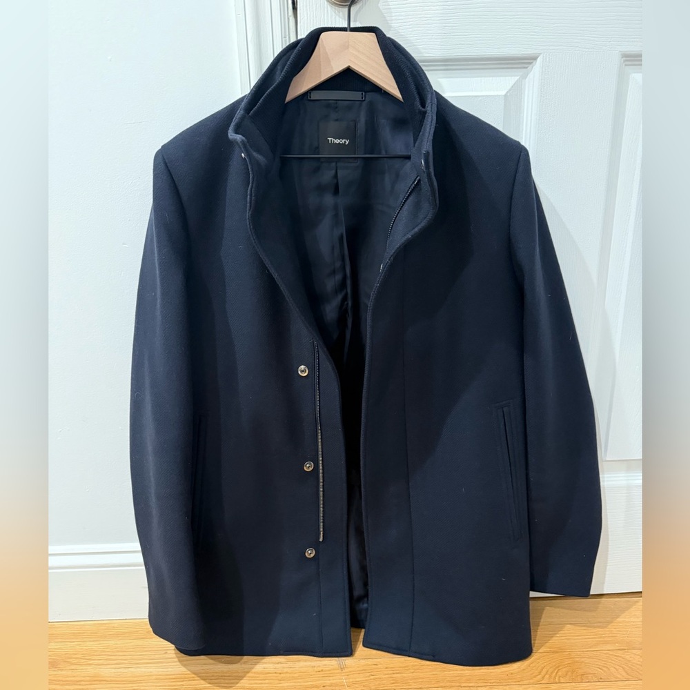 Theory Clarence Wool Melton Coat (Baltic)